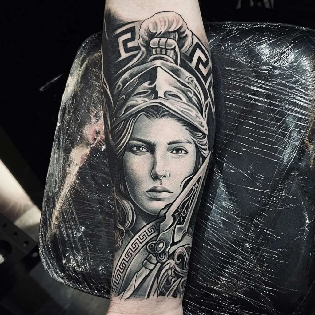 Realism Greek God Athena Tattoo